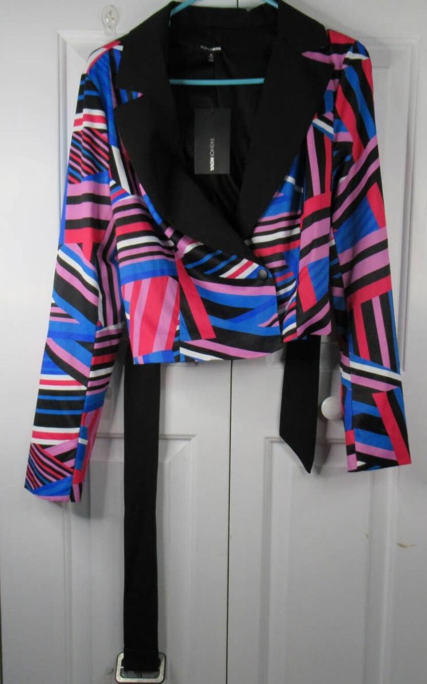 Cool And Collected Blazer in Royal/Multi from Fashion Nova